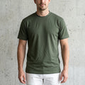 200g/m² Loopwheel Rundstrick Kurzarm-T-Shirt aus Baumwolle - Olive