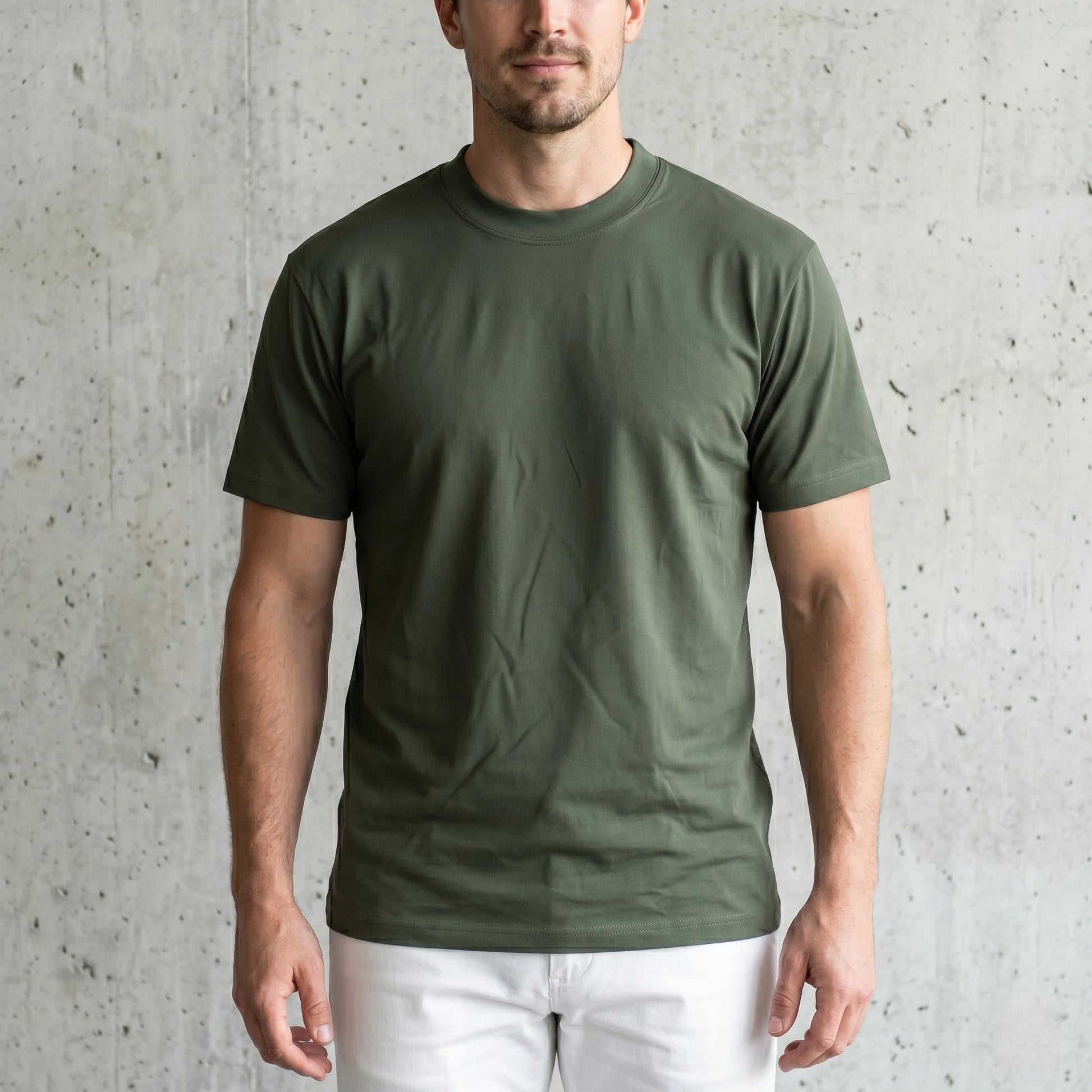 6.8oz Loopwheel Tubular Cotton Short Sleeve T-Shirt - Olive