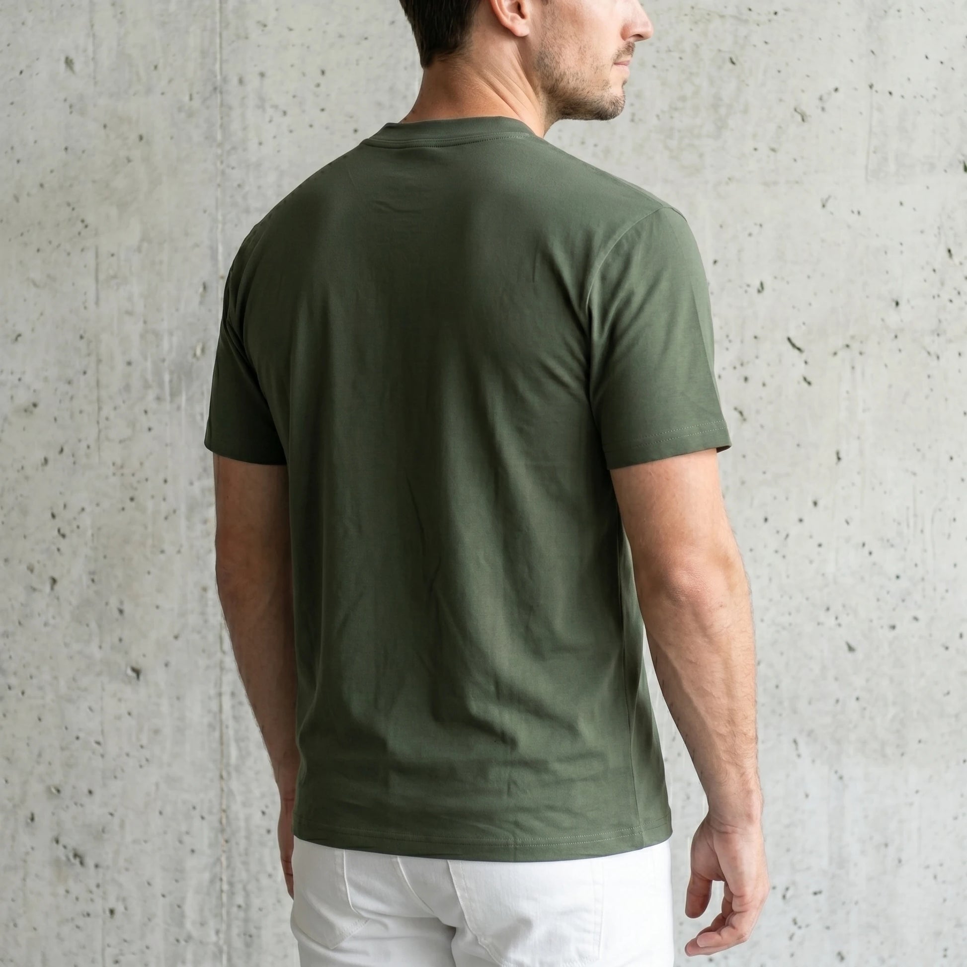 6.8oz Loopwheel Tubular Cotton Short Sleeve T-Shirt - Olive