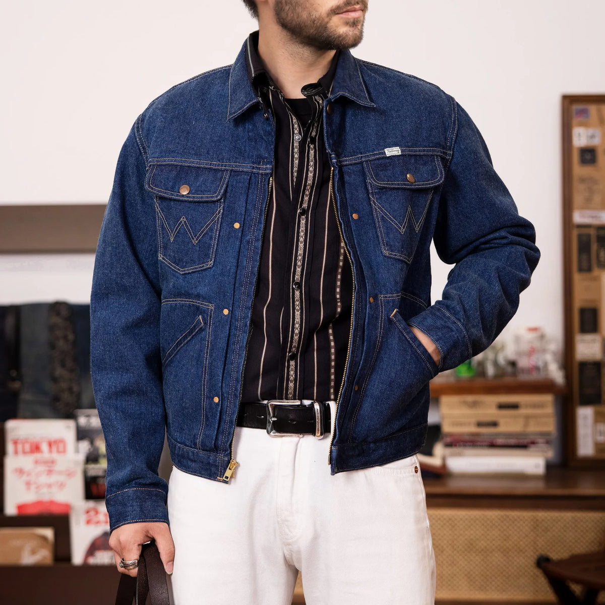 Chemise en denim western classique légère de 7 oz