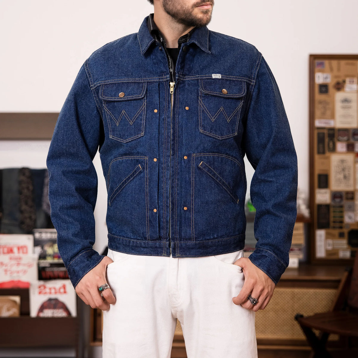 Chemise en denim western classique légère de 7 oz