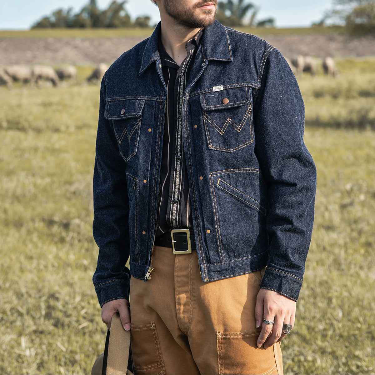 Chemise en denim western classique légère de 7 oz
