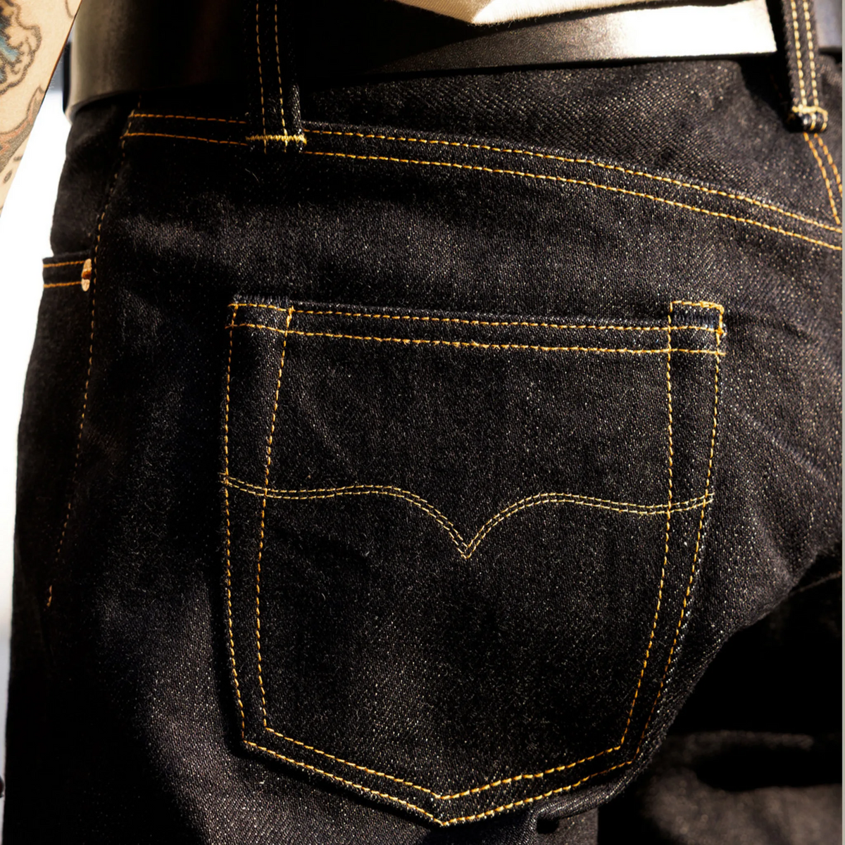 Vintage Blaue Slim Straight Fit Selvedge Jeans mit verblasster Waschung