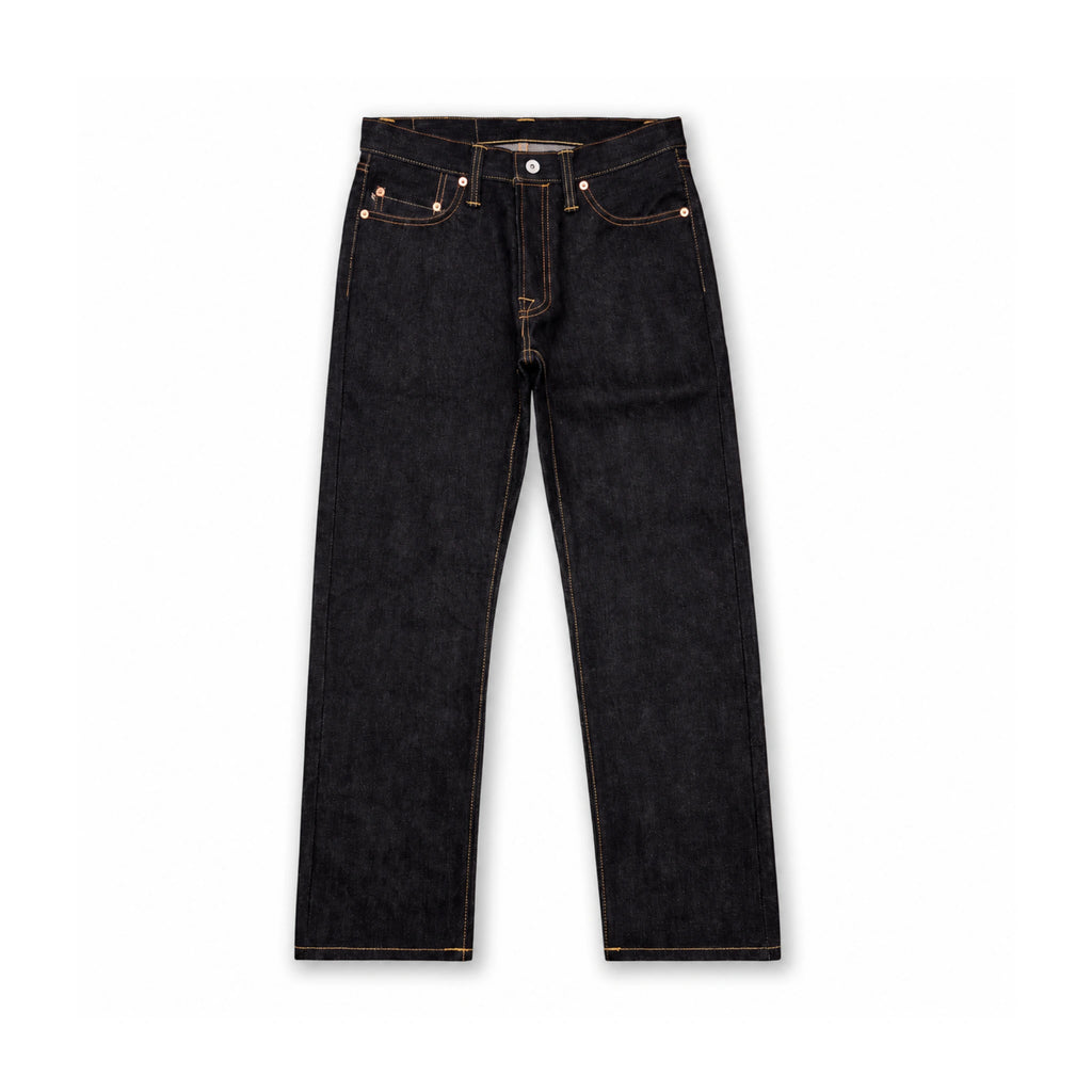 Vintage Blaue Slim Straight Fit Selvedge Jeans mit verblasster Waschung