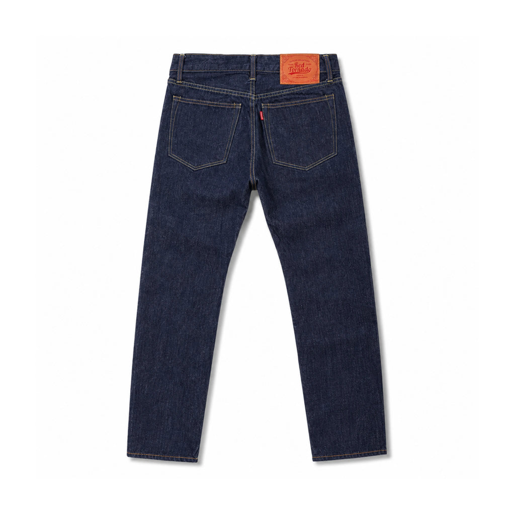 Vintage Blaue Slim Straight Fit Selvedge Jeans mit verblasster Waschung