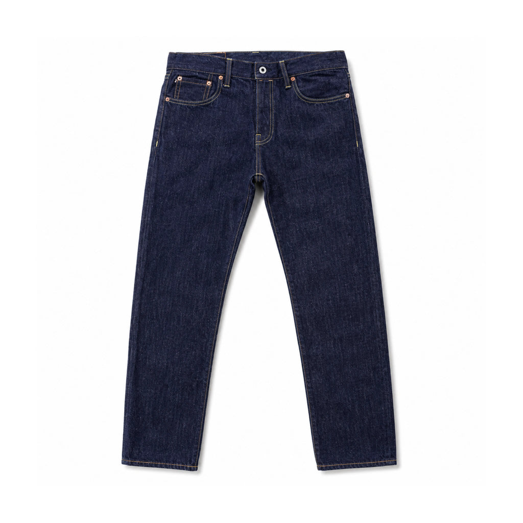 Vintage Blaue Slim Straight Fit Selvedge Jeans mit verblasster Waschung