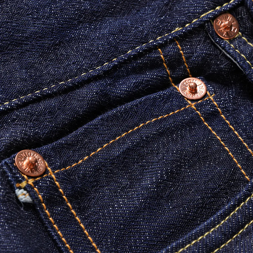 Vintage Blaue Slim Straight Fit Selvedge Jeans mit verblasster Waschung