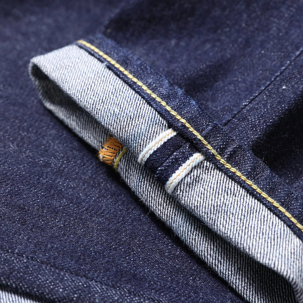 Vintage Blaue Slim Straight Fit Selvedge Jeans mit verblasster Waschung