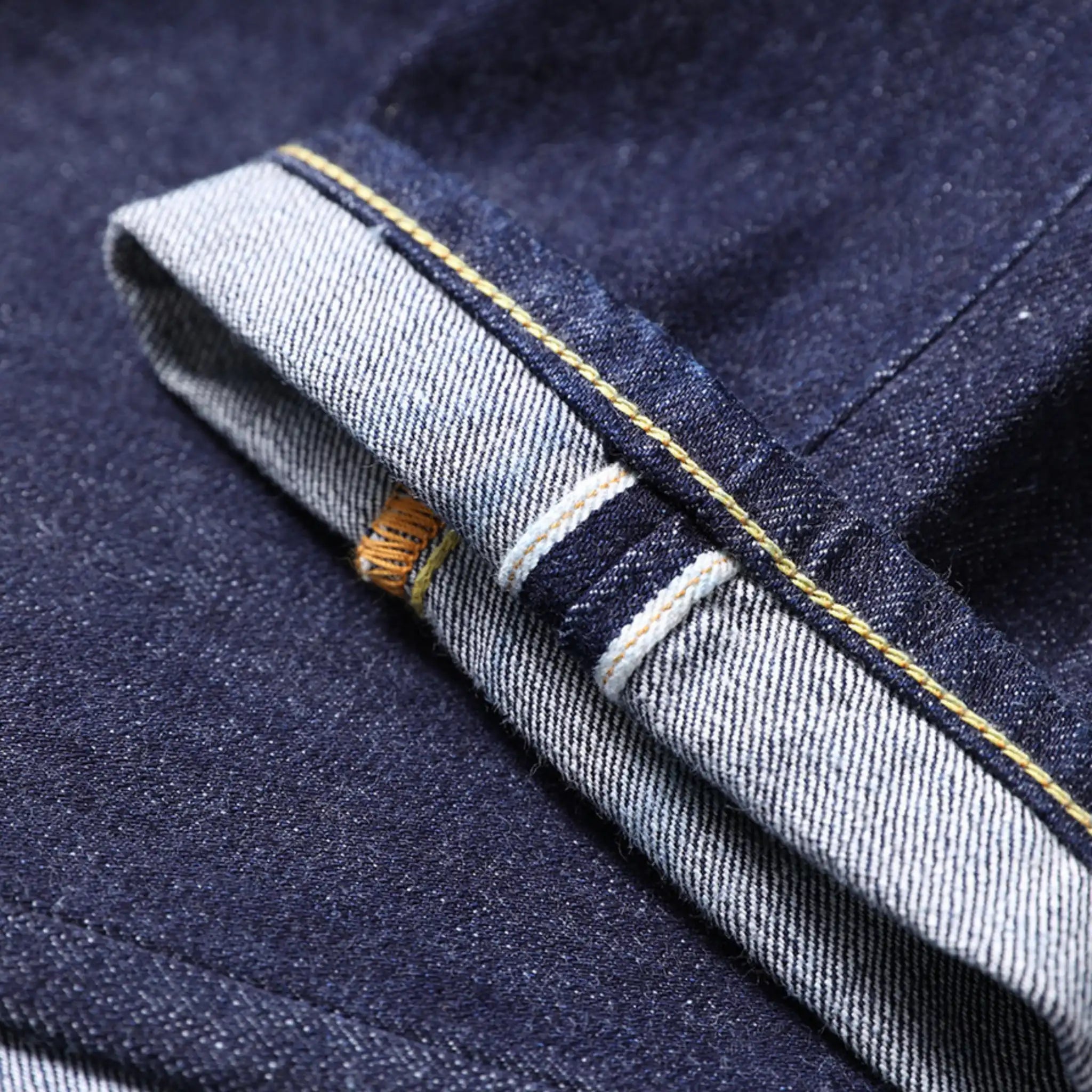 Vintage Blaue Slim Straight Fit Selvedge Jeans mit verblasster Waschung