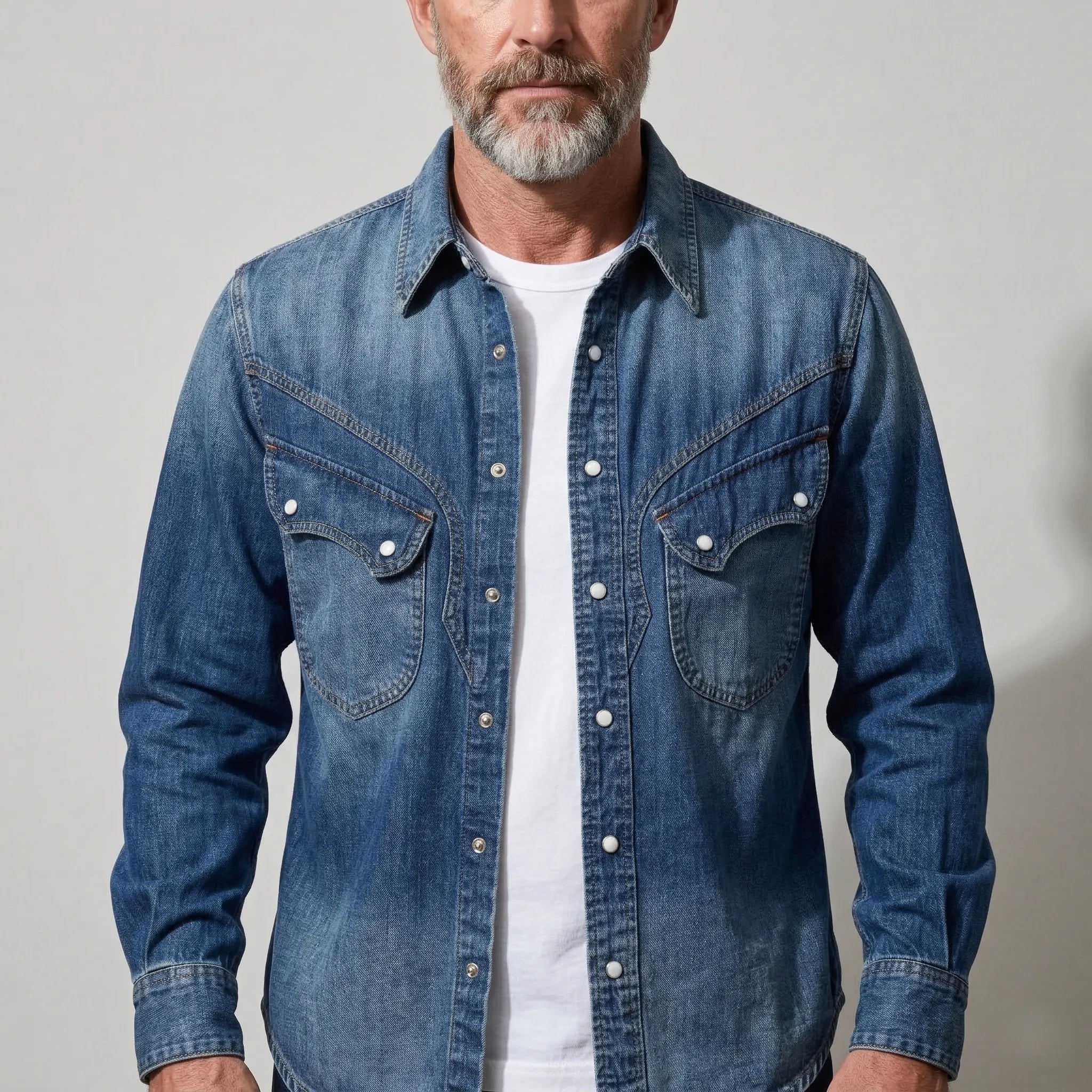 Chemise en denim western classique légère de 7 oz