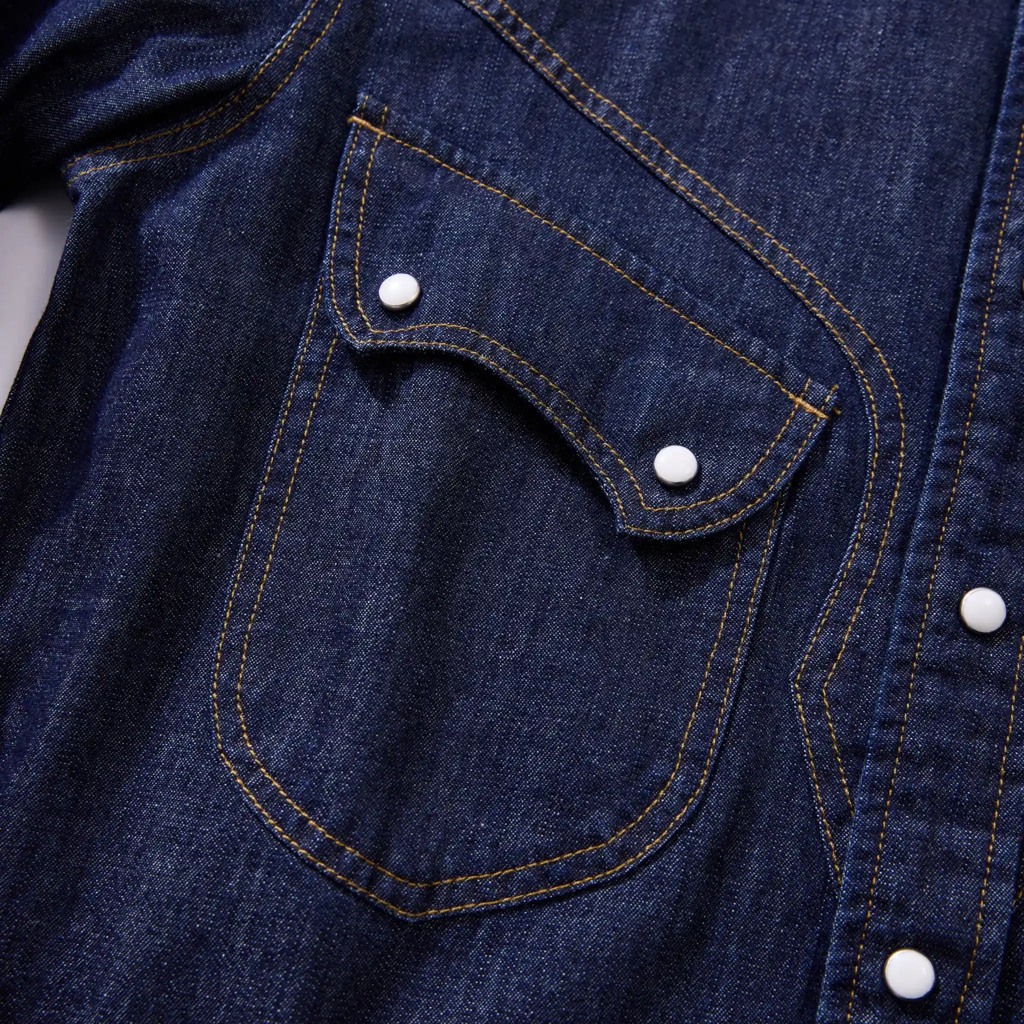7oz Slub Cotton Indigo Western Shirt - Long Sleeve