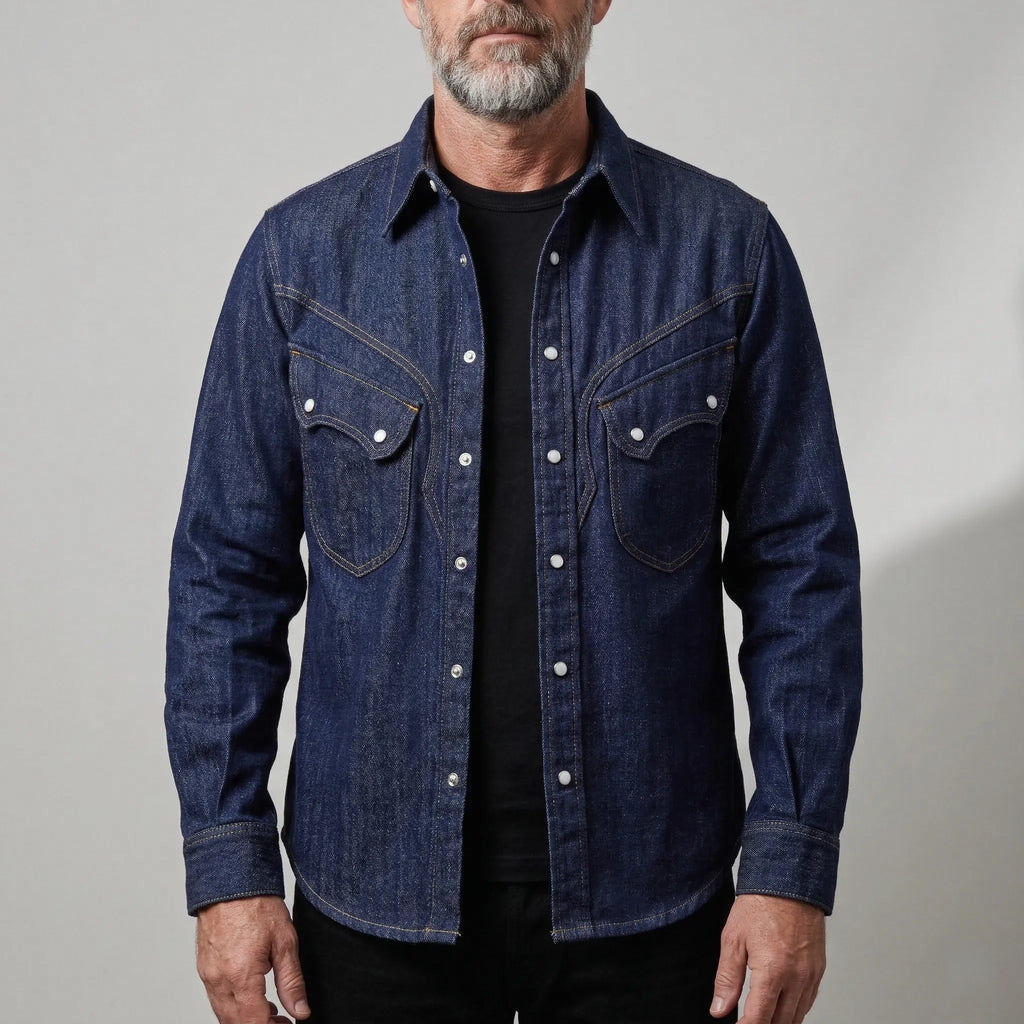 Chemise en denim western classique légère de 7 oz