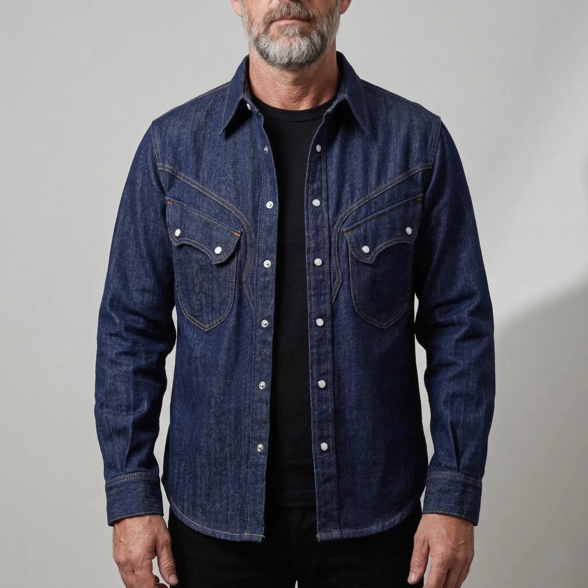 Chemise en denim western classique légère de 7 oz