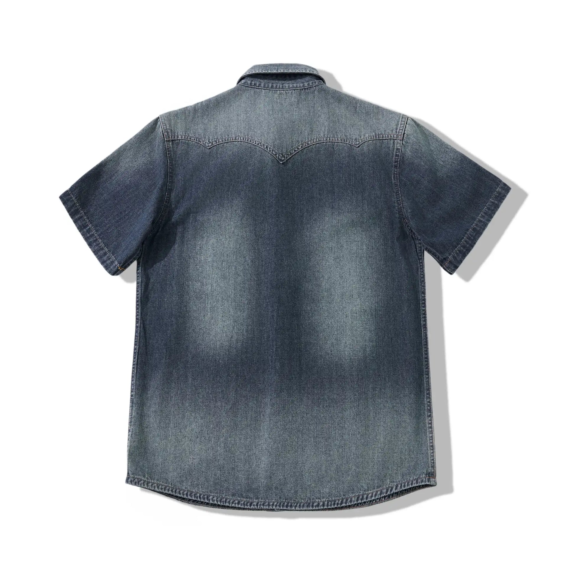 7oz Slub Cotton Indigo Western Shirt - Short Sleeve