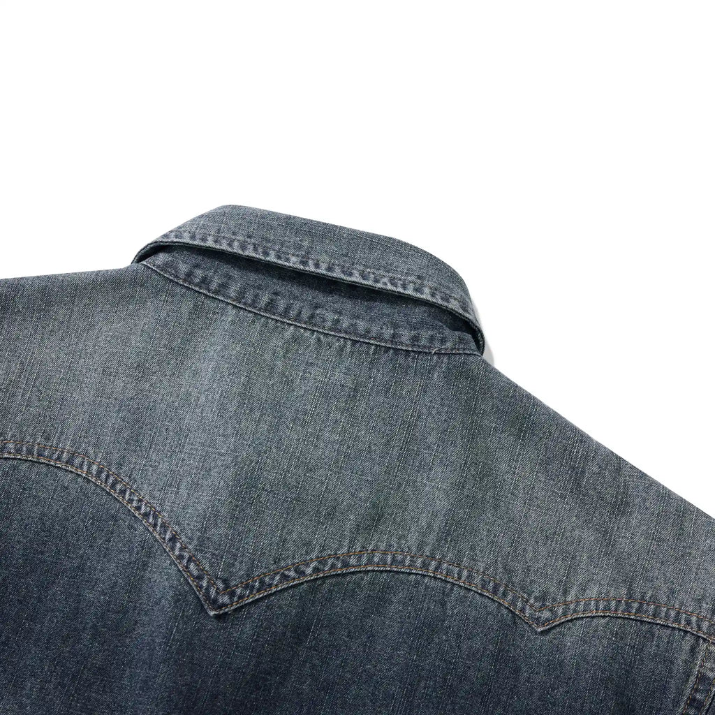 7oz Slub Cotton Indigo Western Shirt - Short Sleeve