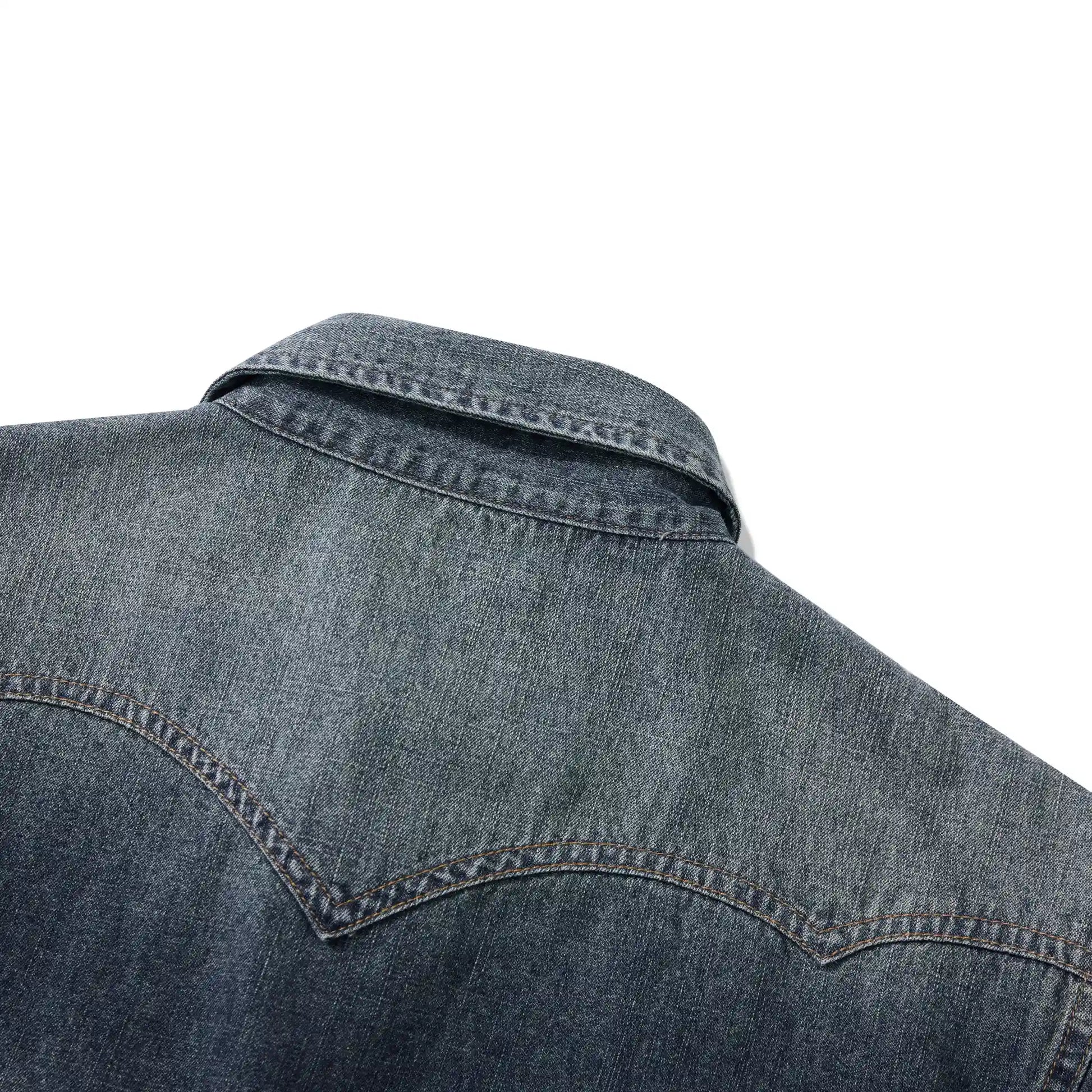 7oz Slub Cotton Indigo Western Shirt - Short Sleeve
