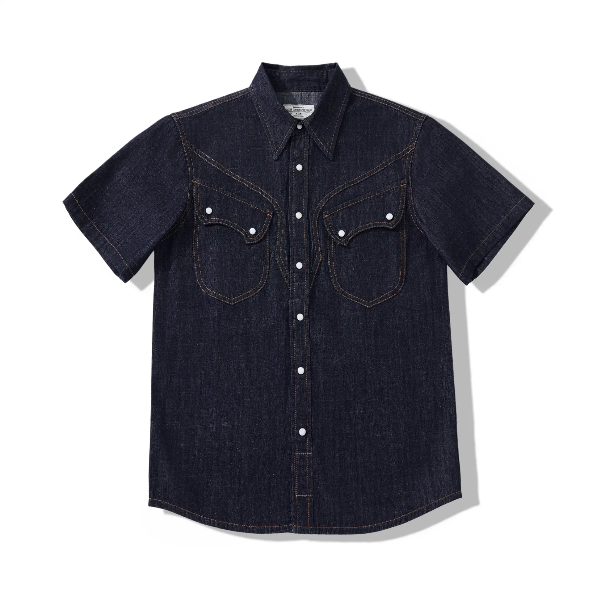 7oz Slub Cotton Indigo Western Shirt - Short Sleeve