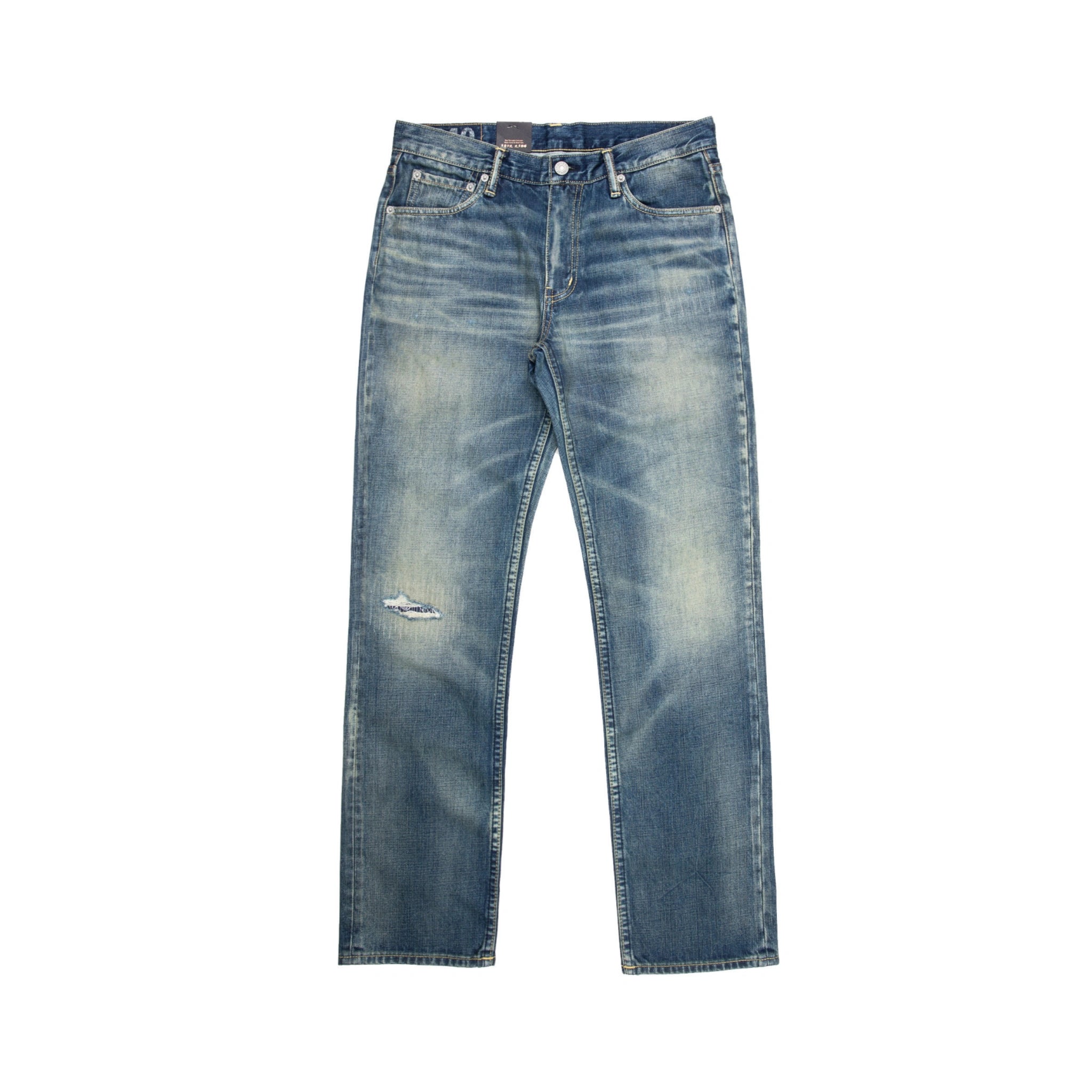 12oz vintage blue washed slim straight selvedge jeans, front