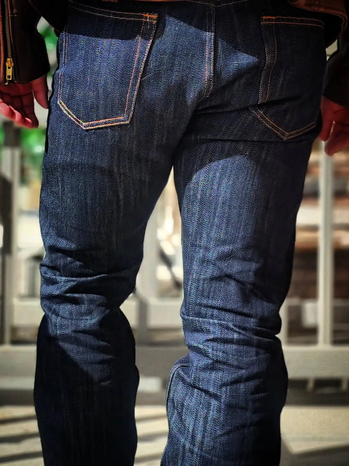 Vintage Blaue Slim Straight Fit Selvedge Jeans mit verblasster Waschung