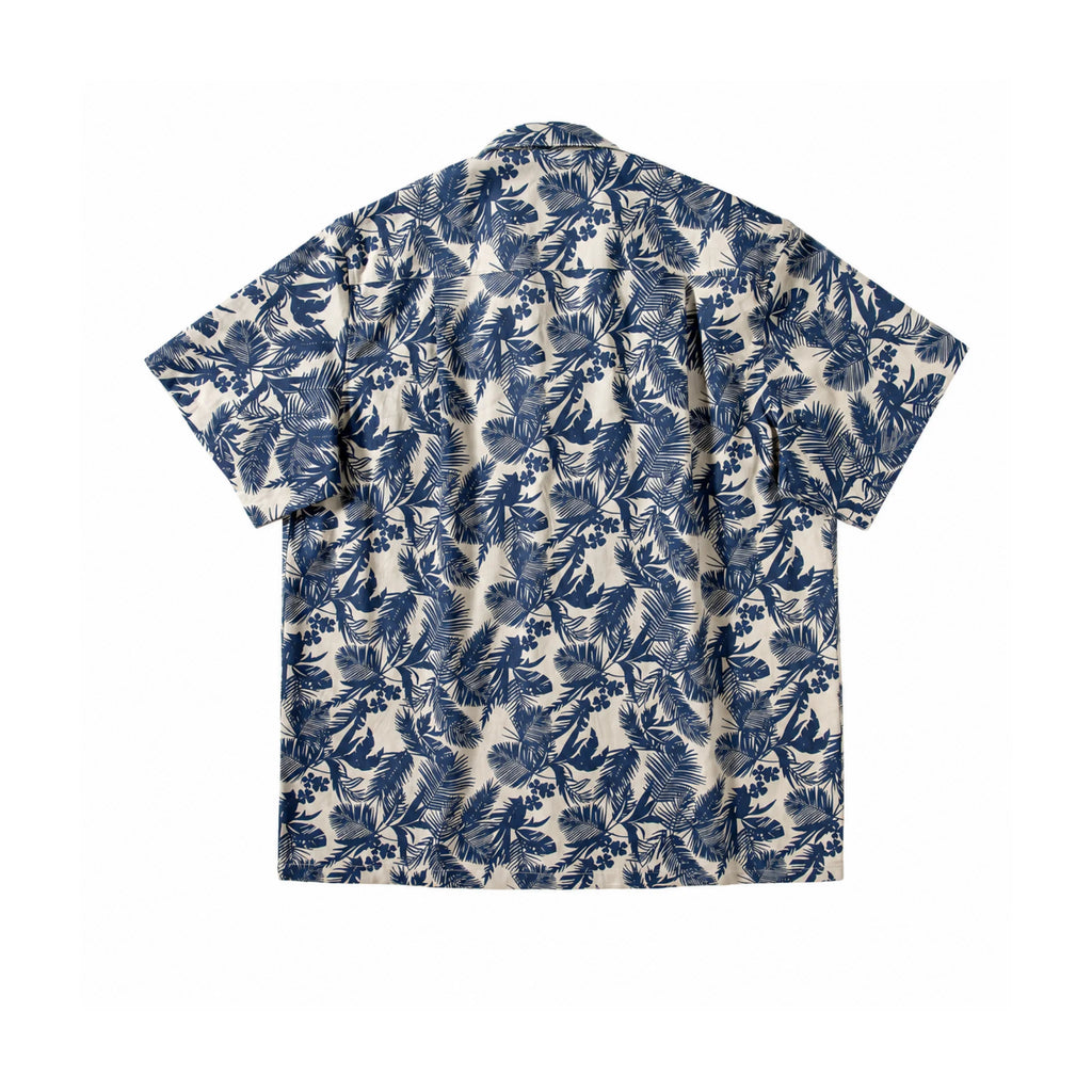 Organic Cotton Blue Palm Hawaiian Shirt