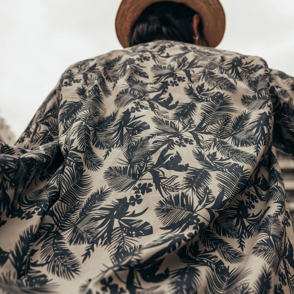 Organic Cotton Blue Palm Hawaiian Shirt