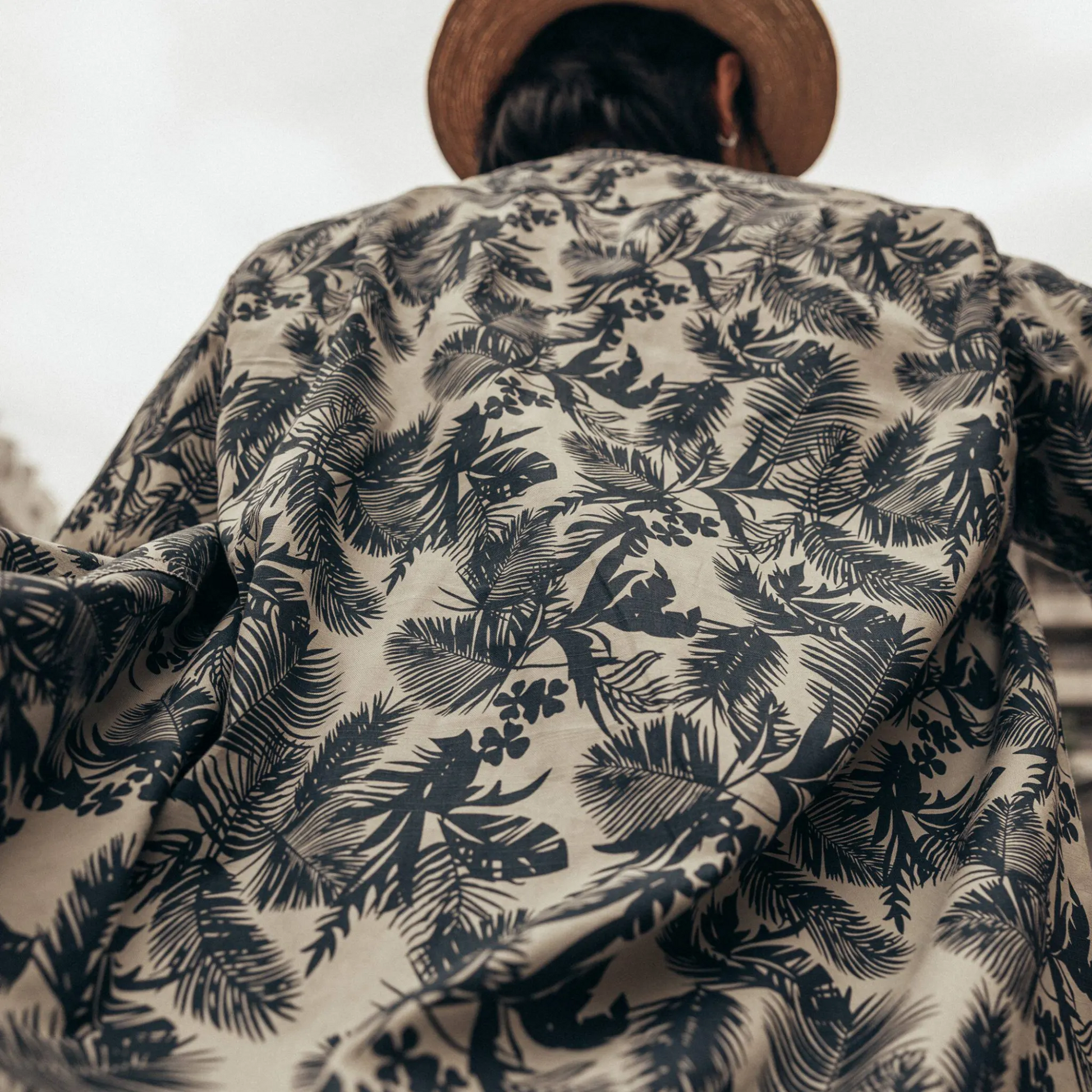 Organic Cotton Blue Palm Hawaiian Shirt