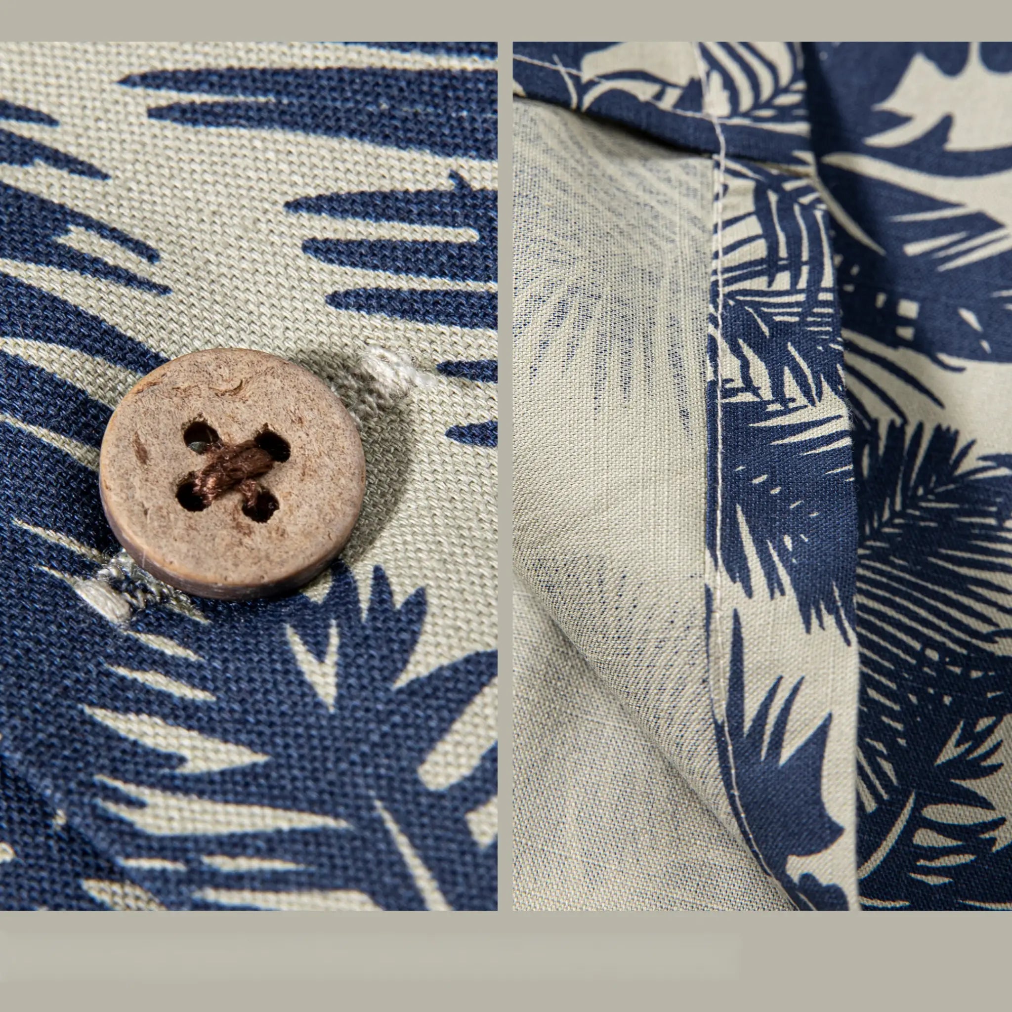 Organic Cotton Blue Palm Hawaiian Shirt