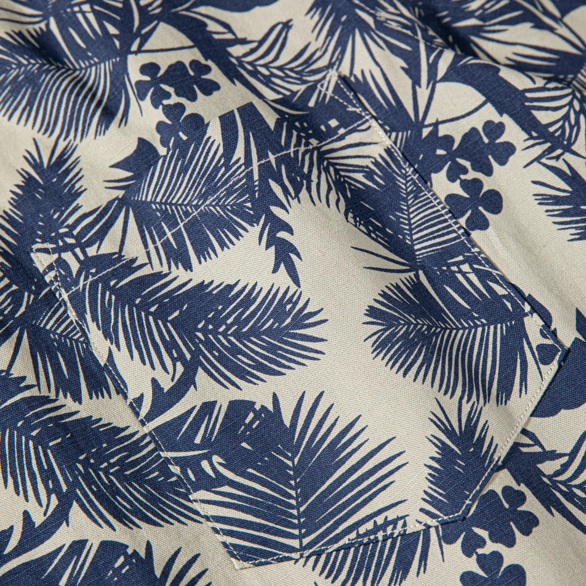 Organic Cotton Blue Palm Hawaiian Shirt