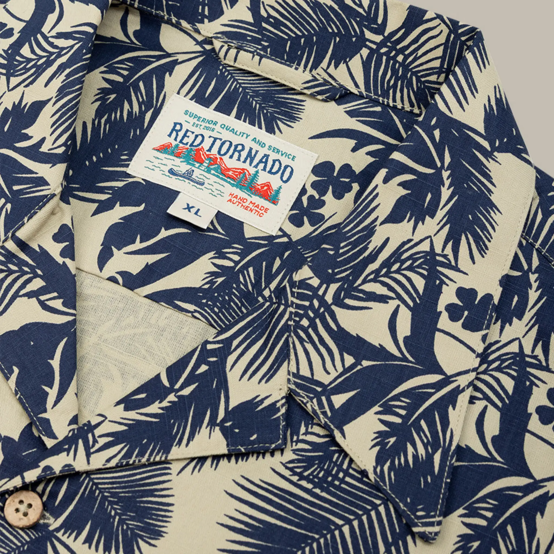 Organic Cotton Blue Palm Hawaiian Shirt