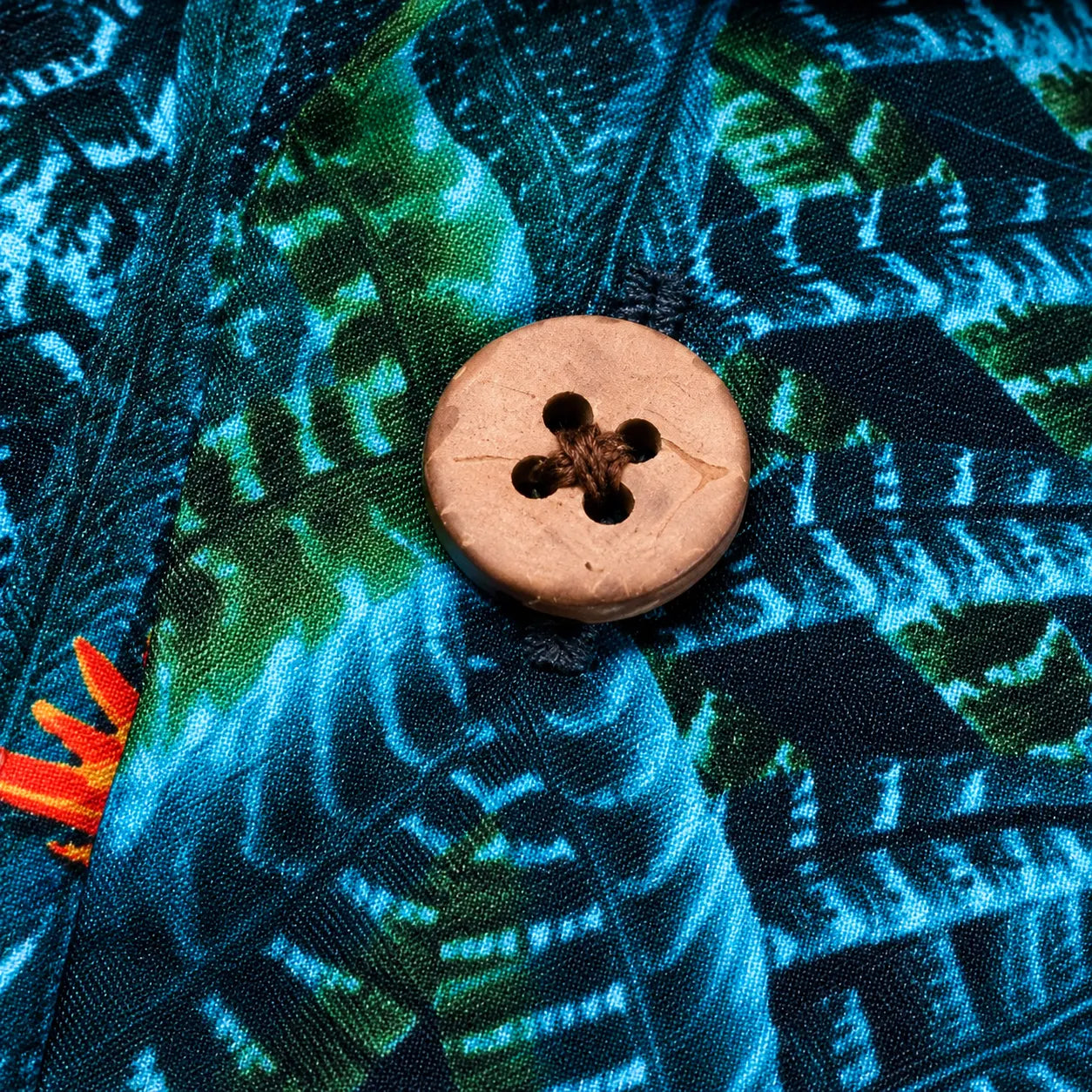 Tropical Botanical Organic Cotton Camp Collar Hawaiian Shirt