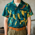 Tropical Botanical Organic Cotton Camp Collar Hawaiian Shirt