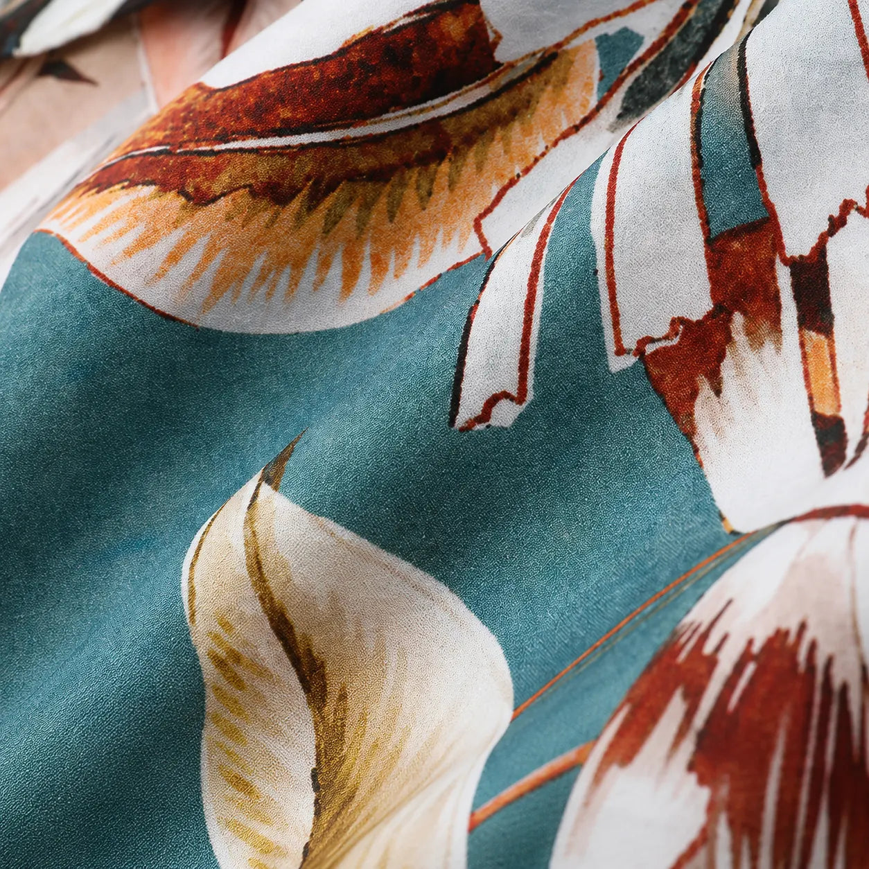 Tropical Botanical Organic Cotton Camp Collar Hawaiian Shirt