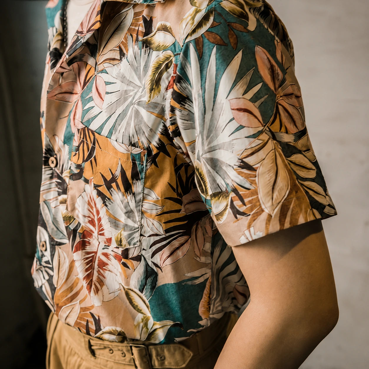 Tropical Botanical Organic Cotton Camp Collar Hawaiian Shirt