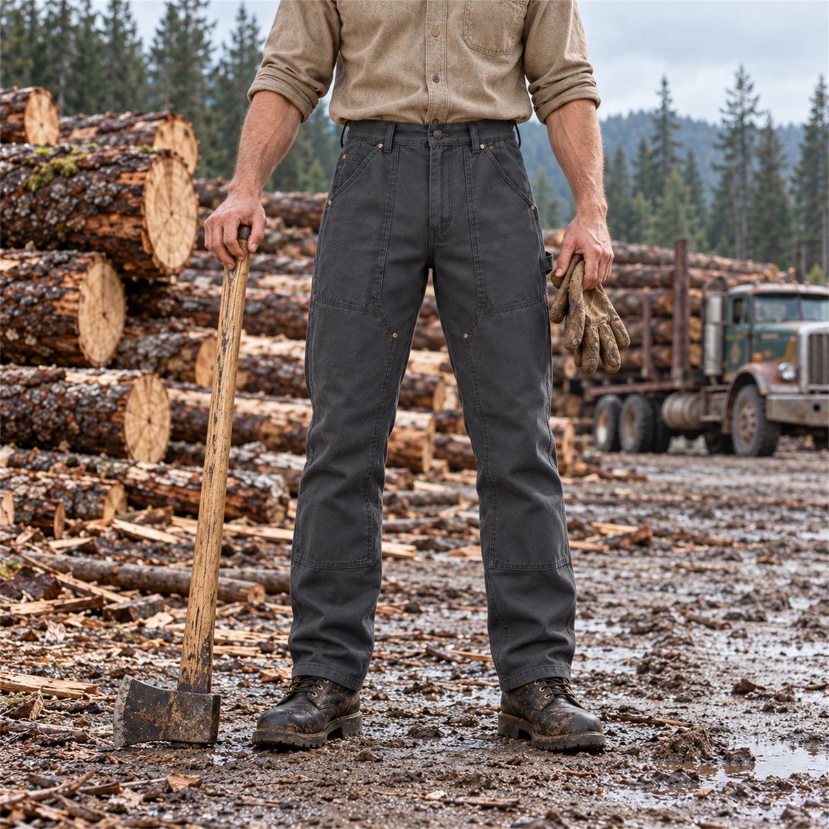 Rugged 12oz Canvas Double-Knee Work Pants