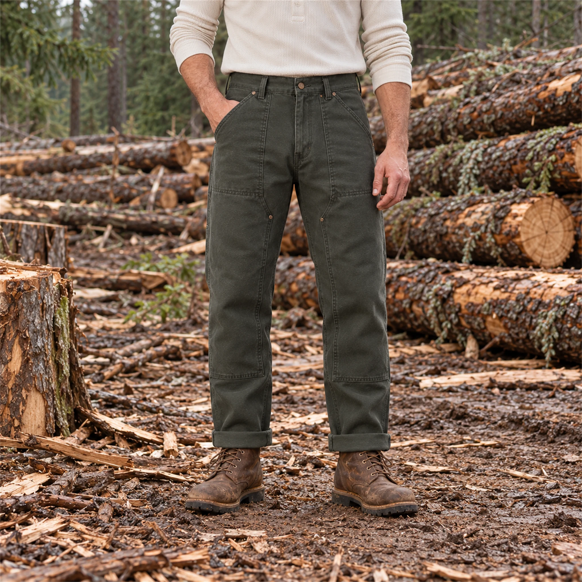 Rugged 12oz Canvas Double-Knee Work Pants