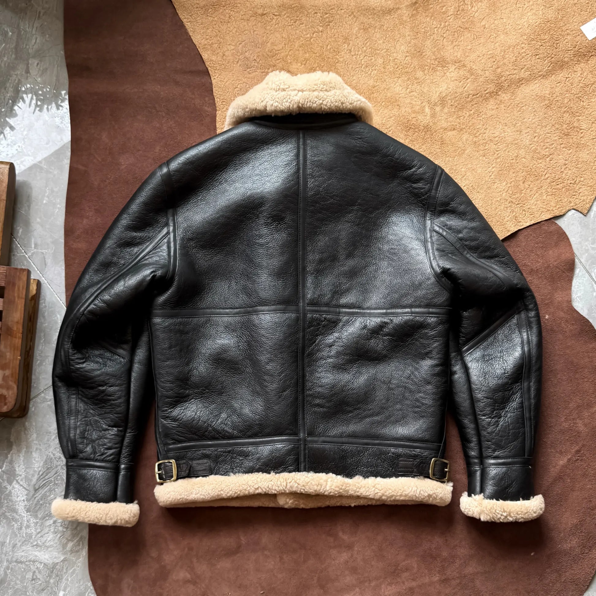 1930s Inspired Type B-3 Sheepskin Leather Bomber Jacket
