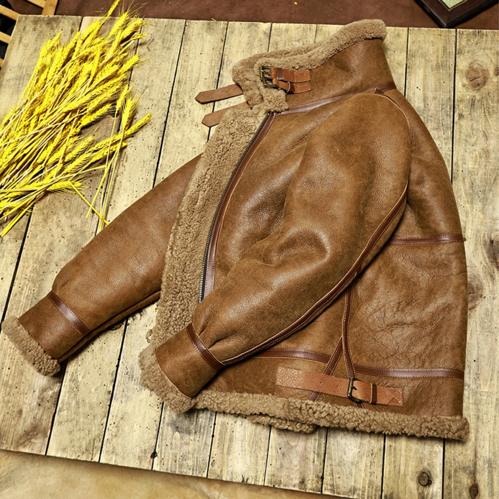 1930s Inspired Type B-3 Sheepskin Leather Bomber Jacket