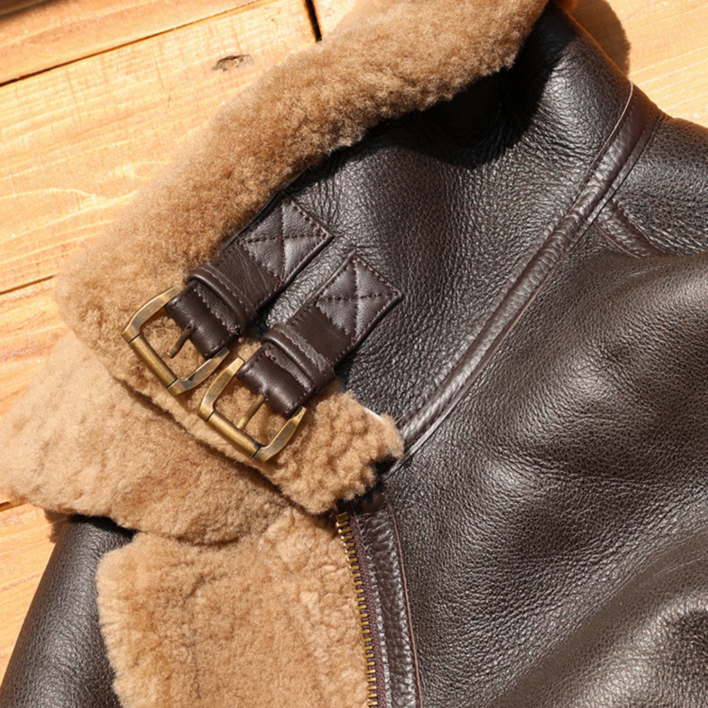 1930s Inspired Type B-3 Sheepskin Leather Bomber Jacket