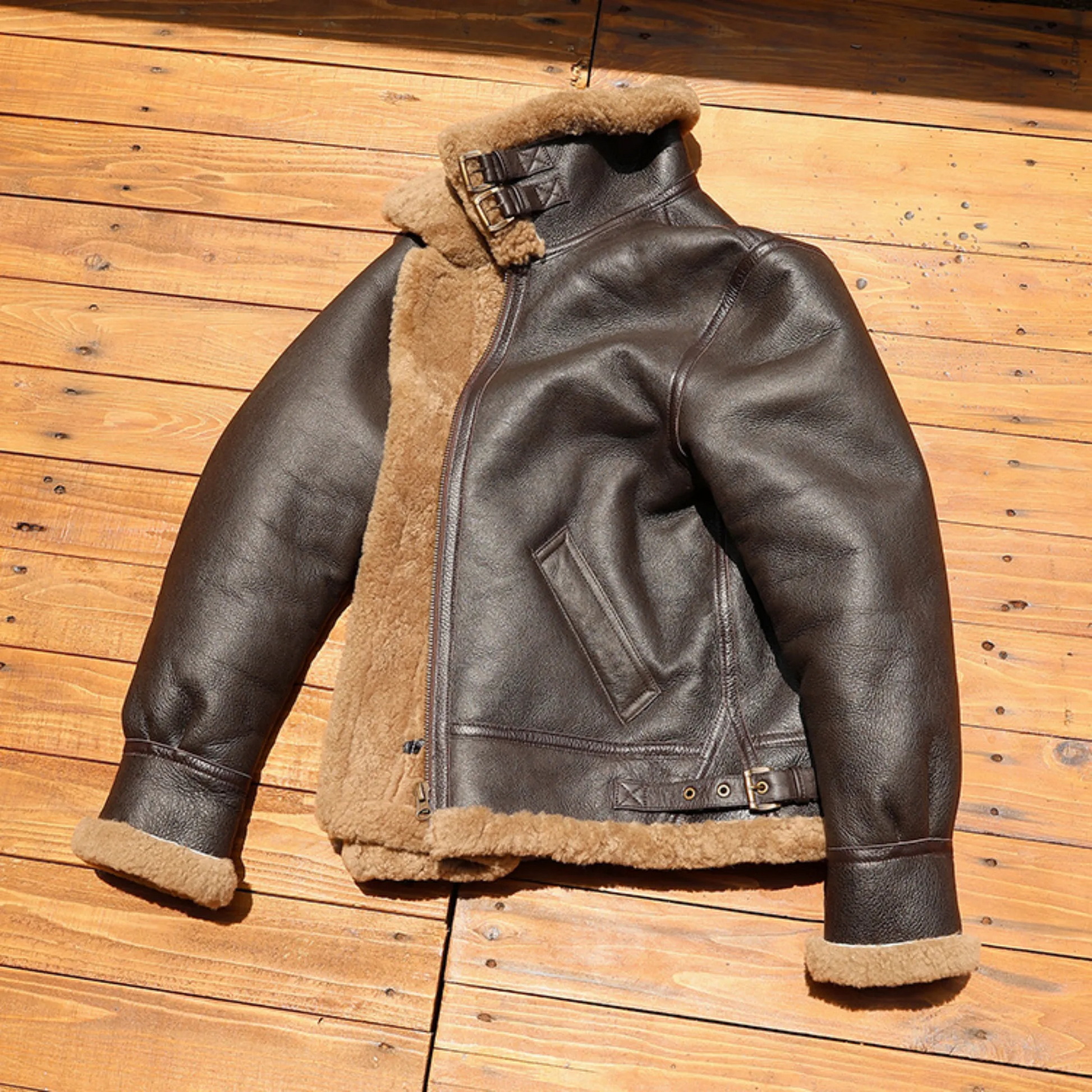 1930s Inspired Type B-3 Sheepskin Leather Bomber Jacket