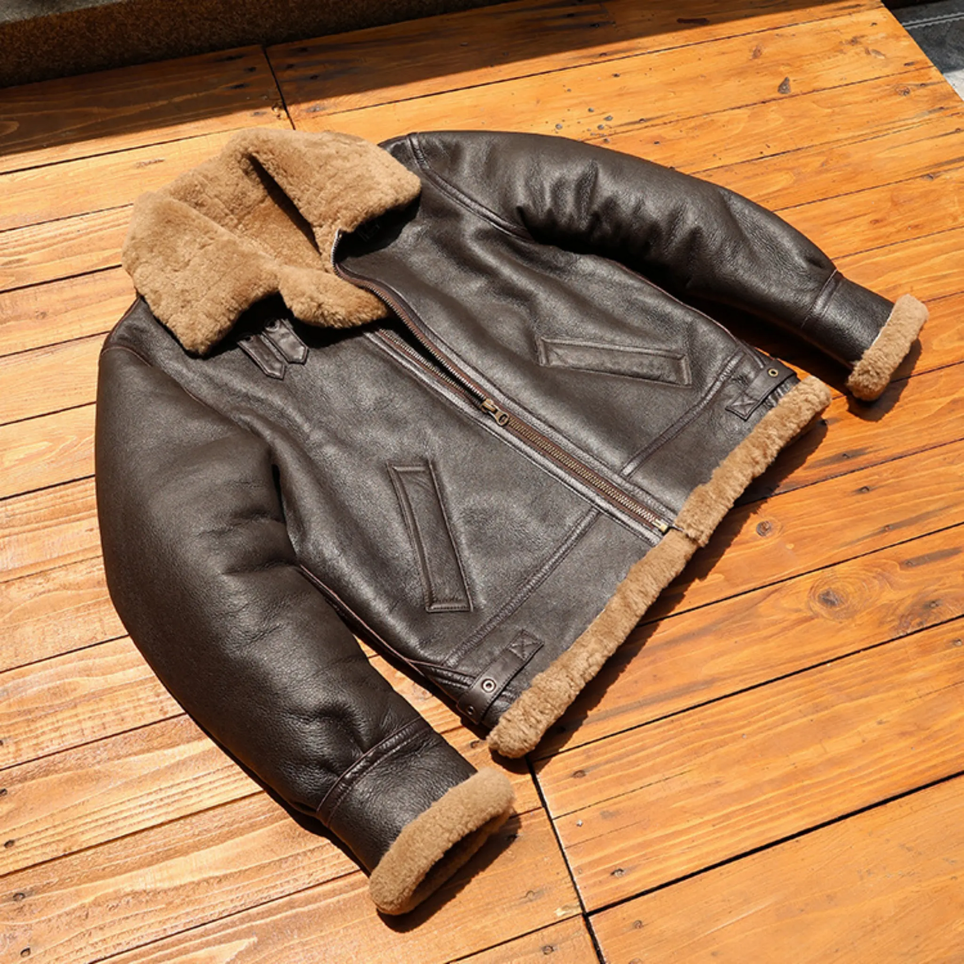 1930s Inspired Type B-3 Sheepskin Leather Bomber Jacket