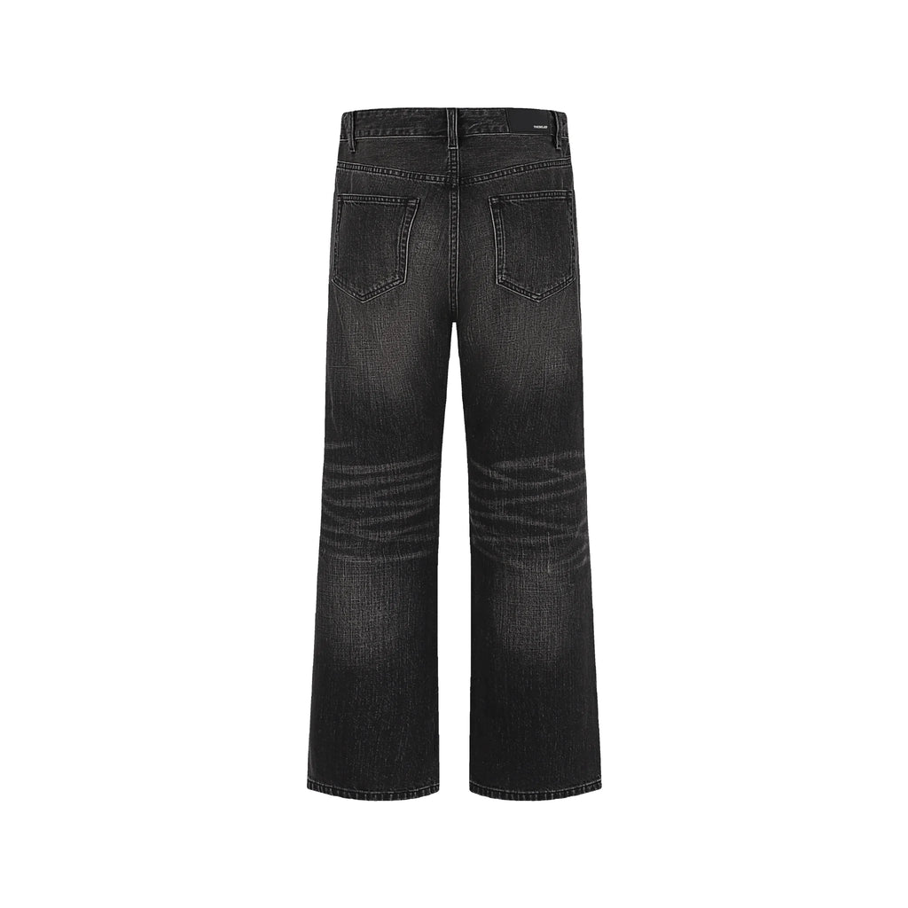 Stretchy Black Wash Selvedge Bootcut Jeans For Summer