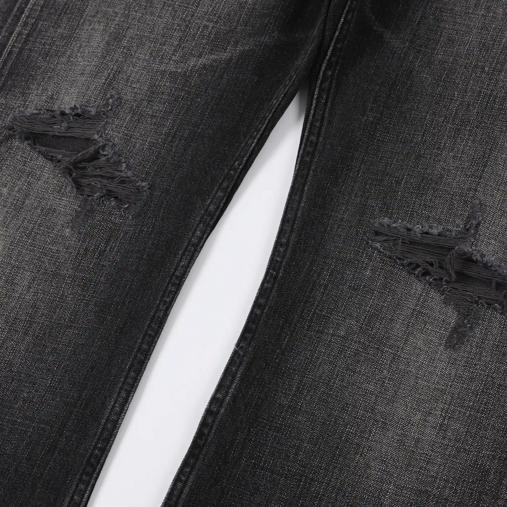 Stretchy Black Wash Selvedge Bootcut Jeans For Summer