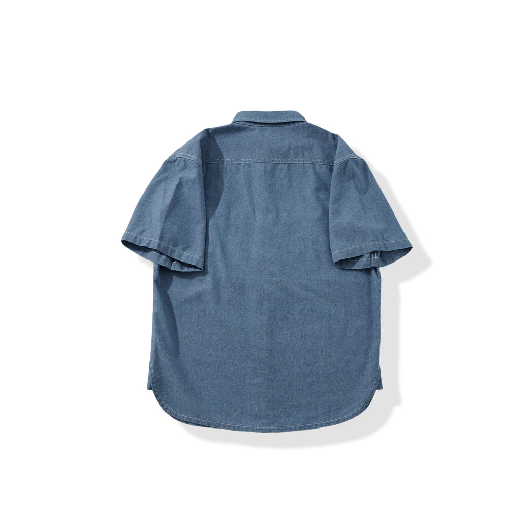 5oz Vintage Navy Utility Chambray Shirt - Short Sleeve