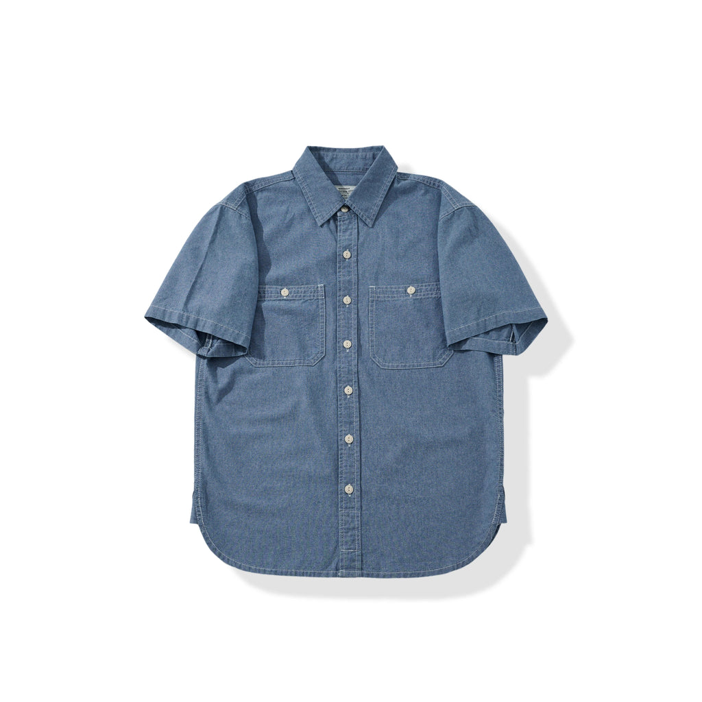 5oz Vintage Navy Utility Chambray Shirt - Short Sleeve