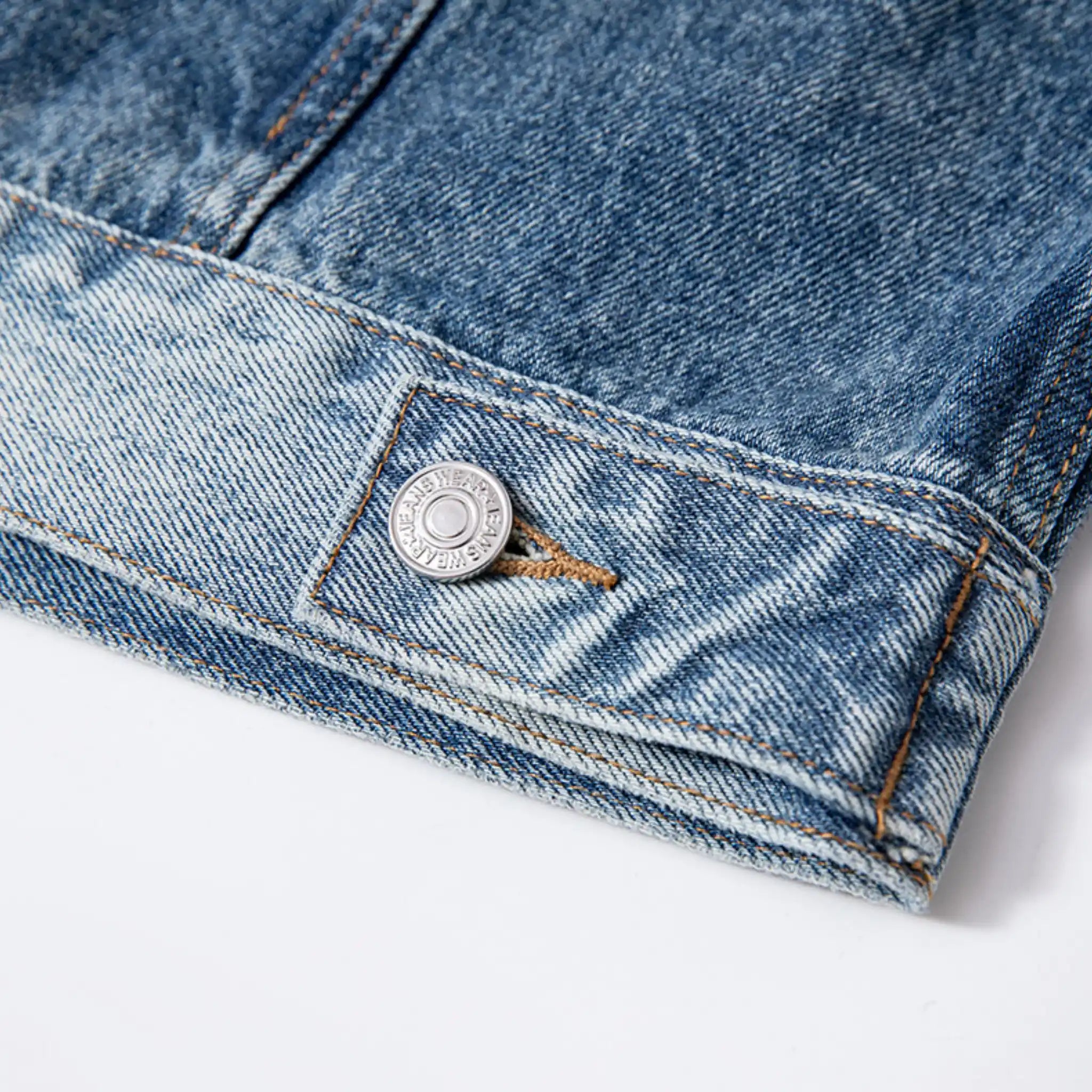 Veste en jean bleu délavé classique 14 oz, type III
