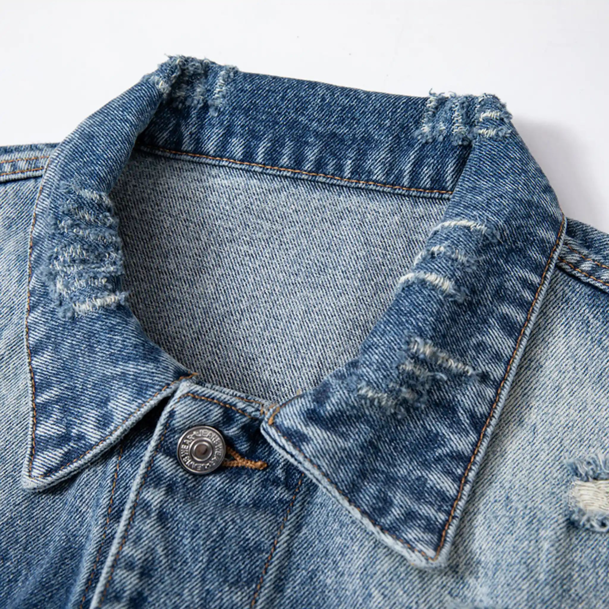 Veste en jean bleu délavé classique 14 oz, type III