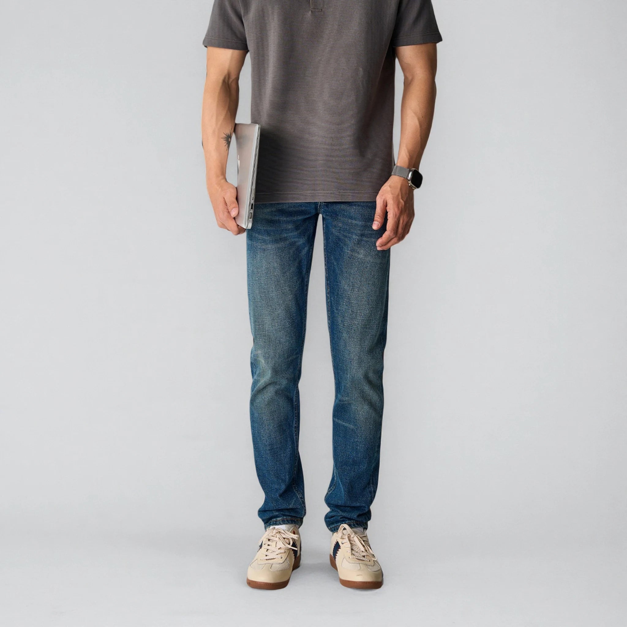 Jean selvedge bleu classique coupe slim 13 oz pour le travail quotidien