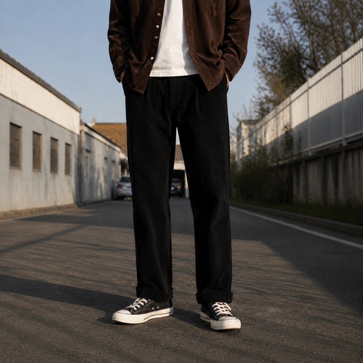 8-Wale Cotton Corduroy Work Pants With Button Fly