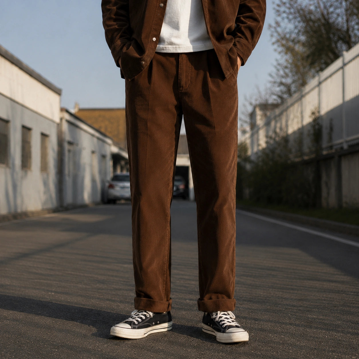 8-Wale Cotton Corduroy Work Pants With Button Fly
