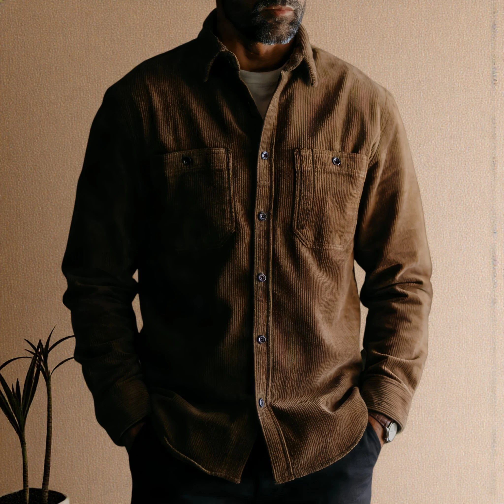 Chemise en denim western pour homme avec coutures de poche